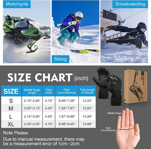 Waterproof Winter Gloves Men, Windproof Snow Ski Gloves, Breathable Warm Thermal Gloves for Women, 5-Finger Touchscreen Gloves for Driving Workout Running Hiking Cycling Snowboarding in Saudi Arabia