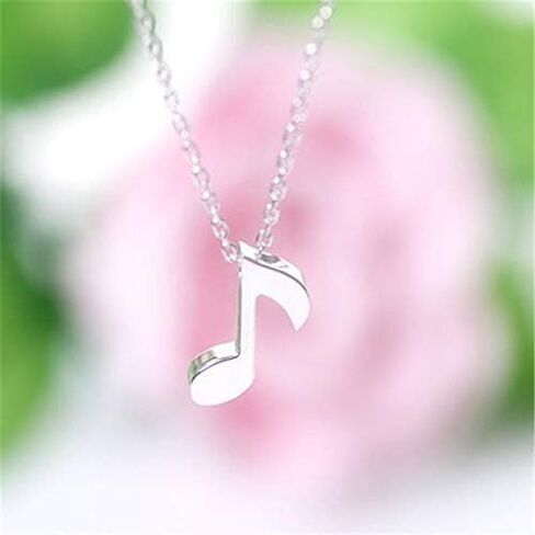 Aluinn Music Note Necklace Stainless Steel Simple Musical Symbol Lovers Pendant Necklaces for Music Enthusiasts Prepare and Women Chain Choker in Saudi Arabia