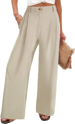 JURIS Women's High Waisted Wide Leg Formal Pants Elasticized Waist Back Casual Pants Business Work Suit Pants in Kuwait