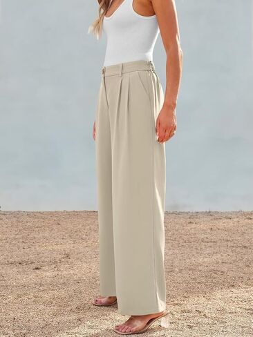 JURIS Women's High Waisted Wide Leg Formal Pants Elasticized Waist Back Casual Pants Business Work Suit Pants in Kuwait