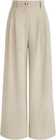 JURIS Women's High Waisted Wide Leg Formal Pants Elasticized Waist Back Casual Pants Business Work Suit Pants in Kuwait