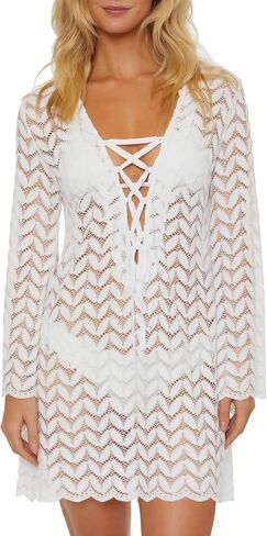 Isabella Rose Women's Venice Lace Up Sheer Tunic, Sexy, Beach Cover Ups in Saudi Arabia