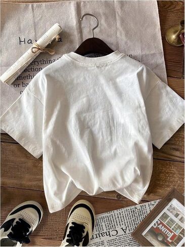 Girl's Tropical Letter Graphic Tees Crew Neck Short Sleeve Tee Shirts Vintage Summer Tops in Saudi Arabia