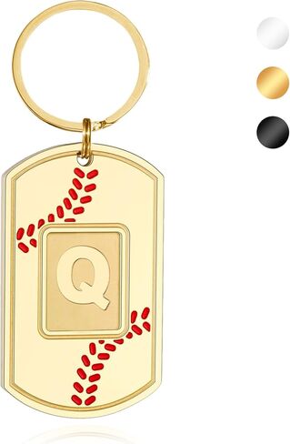 Initial Keychain Gifts for Men,Baseball Letter Dog Tag Mens Keychain,Mens Accessories Christmas Gifts in Saudi Arabia
