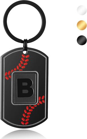 Initial Keychain Gifts for Men,Baseball Letter Dog Tag Mens Keychain,Mens Accessories Christmas Gifts in Kuwait