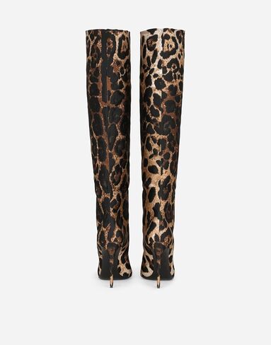 Women's Pointed Toe Knee Thigh High Boots Leopard Print Wide Calf Boots for women Sexy Fashion tall Boots in Kuwait