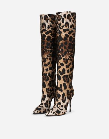 Women's Pointed Toe Knee Thigh High Boots Leopard Print Wide Calf Boots for women Sexy Fashion tall Boots in Kuwait