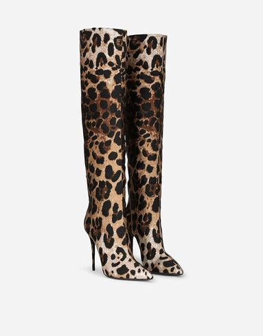 Women's Pointed Toe Knee Thigh High Boots Leopard Print Wide Calf Boots for women Sexy Fashion tall Boots in Kuwait
