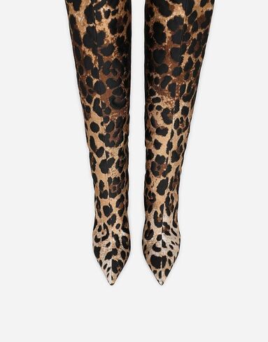 Women's Pointed Toe Knee Thigh High Boots Leopard Print Wide Calf Boots for women Sexy Fashion tall Boots in Kuwait