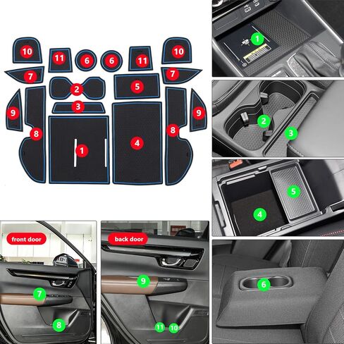 POSAID Center Console Liners for Honda CRV 2023 2024 2025 Cup Holder Insert, Center Mats for CR-V Accessories Non-Slip Anti Dust Interior Mats 17PC Set, Black Trim in Kuwait