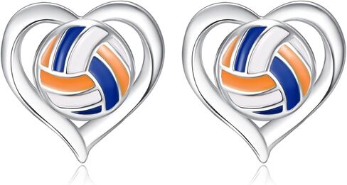 أقراط TANGPOET الرياضية على شكل قلب من الفضة الإسترليني عيار 925، هدايا مجوهرات رياضية للسيدات الشابات لمحبي الرياضة in Kuwait