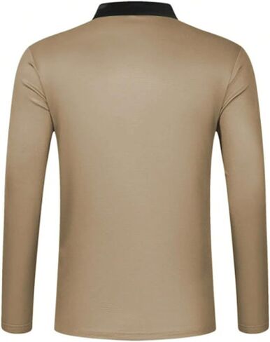 SweatyRocks Men's Striped Color Block Golf Shirt Long Sleeve Lapel Collar Work Business Shirts in Saudi Arabia
