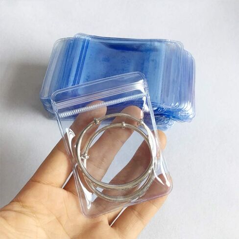 Fnuiddt 48 Pack PVC Clear Jewelry Anti Oxidation Zipper Bag Antitarnish Plastic Bags for Packaging Jewelry Rings Earrings Transparent Poly Pouch (Clear, 2.36×9.05 inch) in Saudi Arabia
