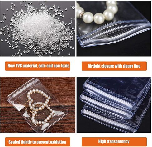 Fnuiddt 48 Pack PVC Clear Jewelry Anti Oxidation Zipper Bag Antitarnish Plastic Bags for Packaging Jewelry Rings Earrings Transparent Poly Pouch (Clear, 2.36×9.05 inch) in Saudi Arabia