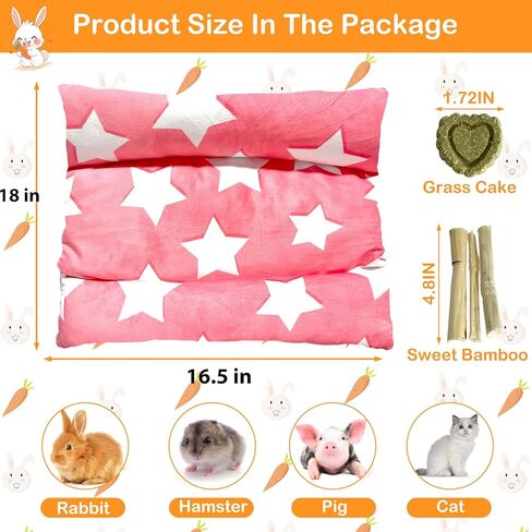 سرير أرنب ناعم قابل للإزالة والغسل مقاس 16.5 × 16.4 بوصة، سرير أرنب سميك وناعم، سرير أرنب قطيفة على الوجهين، وسادة قطنية للاستلقاء، وسادة صغيرة للحيوانات الأليفة in Kuwait