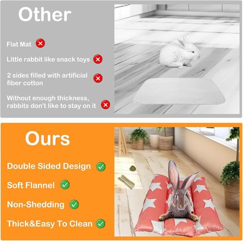 سرير أرنب ناعم قابل للإزالة والغسل مقاس 16.5 × 16.4 بوصة، سرير أرنب سميك وناعم، سرير أرنب قطيفة على الوجهين، وسادة قطنية للاستلقاء، وسادة صغيرة للحيوانات الأليفة in Kuwait