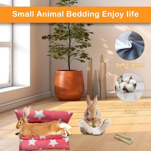 سرير أرنب ناعم قابل للإزالة والغسل مقاس 16.5 × 16.4 بوصة، سرير أرنب سميك وناعم، سرير أرنب قطيفة على الوجهين، وسادة قطنية للاستلقاء، وسادة صغيرة للحيوانات الأليفة in Kuwait