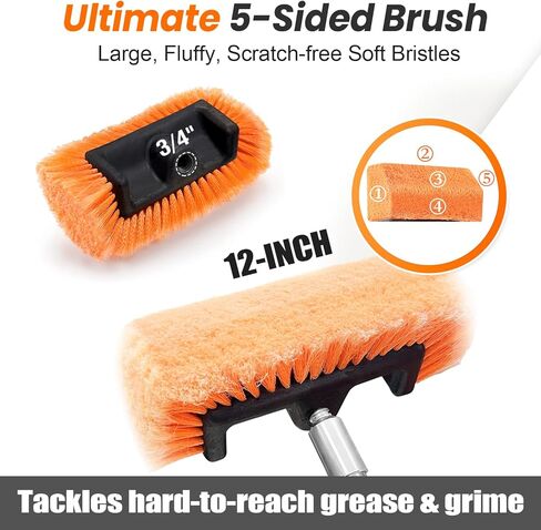 فرشاة غسيل السيارة مقاس 72 بوصة بمقبض طويل، فرشاة غسيل السيارات ذات شعيرات ناعمة متدفقة مع مقبض قابل للتمديد ومرفق خرطوم ومفتاح تشغيل/إيقاف للسيارة، ومركبة ترفيهية، وسيارات الدفع الرباعي، والشاحنة، والقارب، وانحياز المنزل in Kuwait