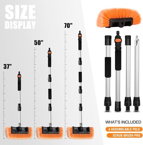 فرشاة غسيل السيارة مقاس 72 بوصة بمقبض طويل، فرشاة غسيل السيارات ذات شعيرات ناعمة متدفقة مع مقبض قابل للتمديد ومرفق خرطوم ومفتاح تشغيل/إيقاف للسيارة، ومركبة ترفيهية، وسيارات الدفع الرباعي، والشاحنة، والقارب، وانحياز المنزل in Kuwait