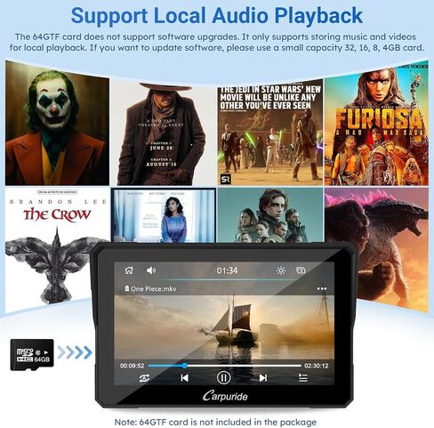 2024 CARPURIDE W905 Carplay المحمولة & Android Auto، شاشة Carplay 9 بوصة تعمل باللمس للسيارة، كاميرا داش 4K، كاميرا احتياطية 1080 بكسل، ملاحة تشغيل السيارة مع وصلة مرآة/Siri/FM/بلوتوث/مستشعر الضوء in Kuwait