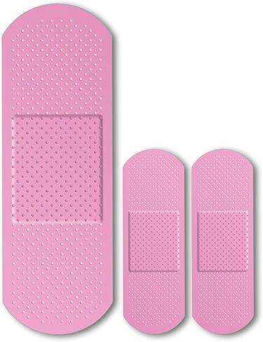 Bandage Band Aid Decal Sticker (3 Pack) 1-9 x 3 Inch and 2-5 x 1.67 Inch - Perfect Funny Coverup for Any Ouchy, Boo-Boo or Blimish (Pink) in Kuwait