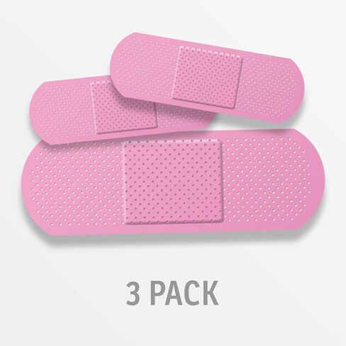Bandage Band Aid Decal Sticker (3 Pack) 1-9 x 3 Inch and 2-5 x 1.67 Inch - Perfect Funny Coverup for Any Ouchy, Boo-Boo or Blimish (Pink) in Kuwait