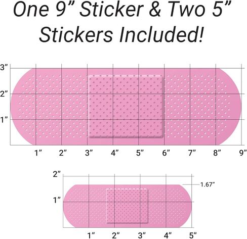 Bandage Band Aid Decal Sticker (3 Pack) 1-9 x 3 Inch and 2-5 x 1.67 Inch - Perfect Funny Coverup for Any Ouchy, Boo-Boo or Blimish (Pink) in Kuwait