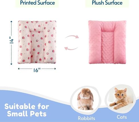 Rabbit Bed 16" x 14" Bunny Pillow Reversible Mat with Soft Cushion Support Concave Floor Mat for Indoor Rabbits Kittens Small Animals Pink in Saudi Arabia