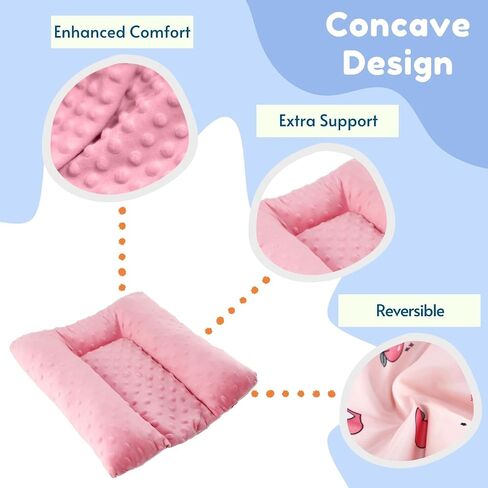 Rabbit Bed 16" x 14" Bunny Pillow Reversible Mat with Soft Cushion Support Concave Floor Mat for Indoor Rabbits Kittens Small Animals Pink in Saudi Arabia