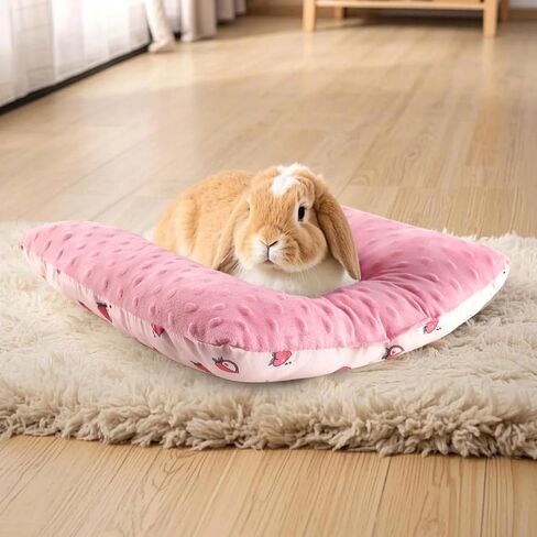 Rabbit Bed 16" x 14" Bunny Pillow Reversible Mat with Soft Cushion Support Concave Floor Mat for Indoor Rabbits Kittens Small Animals Pink in Saudi Arabia