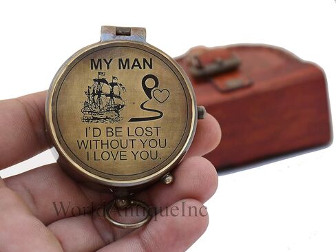 Engraved Brass Compass- Personalized Sundial Compass, Viking Compass Gift to Her, Gift for My Husband My Boyfriend Fathers Mothers, Valentines in Kuwait