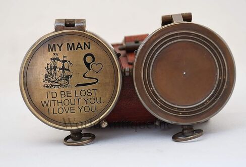 Engraved Brass Compass- Personalized Sundial Compass, Viking Compass Gift to Her, Gift for My Husband My Boyfriend Fathers Mothers, Valentines in Kuwait