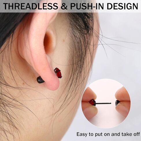 YADOCA 5 أزواج من الأقراط المسطحة الخلفية للرجال والنساء لا تسبب الحساسية الجراحية من الفولاذ المقاوم للصدأ أقراط مرصعة بقوس قزح مكعب زركونيا ثقب النائم مجموعة من الأقراط النائمة للغضروف باللون الأسود in Kuwait