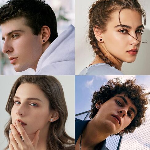 YADOCA 5 أزواج من الأقراط المسطحة الخلفية للرجال والنساء لا تسبب الحساسية الجراحية من الفولاذ المقاوم للصدأ أقراط مرصعة بقوس قزح مكعب زركونيا ثقب النائم مجموعة من الأقراط النائمة للغضروف باللون الأسود in Kuwait