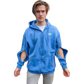 Oversized Jacket Hoodies Customized for Hemodialysis Patients with Both Arms Two Way Zippers for Men and Women