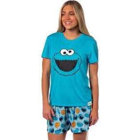 Sesame Street Women's Face Tossed Print Sleep Pajama Set Shorts