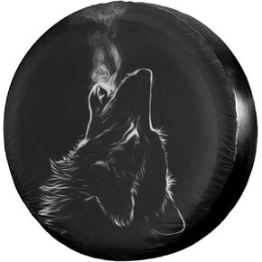 Black 3D Wolf Spare Tire Cover Dust-Proof Wheel Tire Cover Fit Trailer, RV, SUV and Many Vehicle 15 Inch