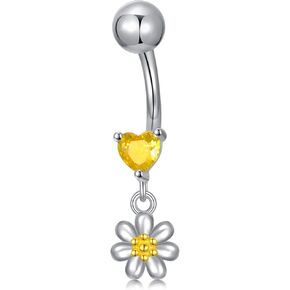 Belly Button Ring 925 Sterling Silver Navel Piercing Jewelry Daisy/Butterfly/Cat Belly Button Ring Dangling Jewelry Gifts For Women in Kuwait