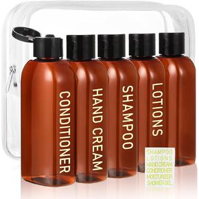 Travel Shampoo Bottles 5 pcs 3.4oz TSA Approved Travel Bottles for Toiletries Travel Size Bottles Leak Proof Empty Lotion Containers with Flip Cap Small Plastic Squeeze Bottlesp-Clear