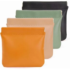 4PCS Small Makeup Bag for Purse，Waterproof Leather Portable Mini Makeup Bag,Snap Closure Organizer Pouch for Coins Cards Jewelry Lipstick Cosmetic Accessories，Small Travel Kit Storage Pouch