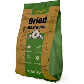 BeyondFeed™ Dried Mealworms - Premium High-Protein Feed for Chickens, Ducks, Birds, Reptiles, Fish, Hamster, Turtles and More (2.2lbs/1kg Package)