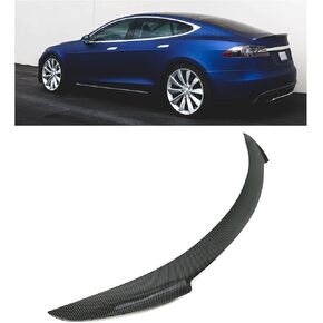 KUAFU Rear Trunk Spoiler Compatible with 2012-2021 Tesla Model S JC Style Trunk Lid Wing Lip Splitter Air Deflector ABS Plastic Carbon Fiber Style