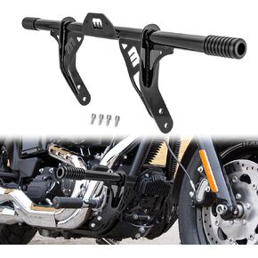 Wsays Front Engine Guard Crash Bar Flat-Out Highway Peg Bar Compatible with Harley Dyna Fat Bob Street Bob Super Glide Low Rider with Mid Control 2006-2017 Models