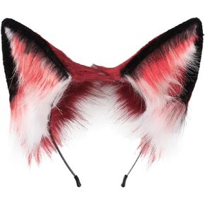 Handmade Furry Wolf Fox Ears Headband Faux Fur Fox Hair Hoop Halloween Cosplay Party Headpiece
