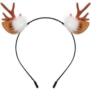 Christmas Headbands Christmas Antler Headbands Christmas Reindeer Headbands Brown Elk Antler White Ball Designs Headbands Deer Ear Hair Bands Christmas Black Hair Accessories Christmas party headbands