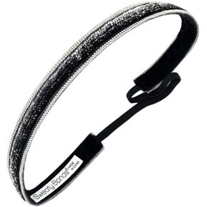 Sweaty Bands Womens Girls Headband - Non-Slip, Velvet-Lined Fashion Hairband - Bling It Ombre' Black 5/8-Inch