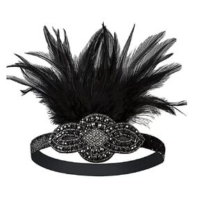 1920s Women Feather Flapper Vintage Headpiece Roaring 20s Great Gatsby Headband (C)