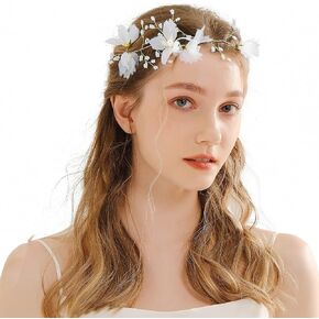 Flower Bride Elf Headpiece Wedding Hair Accessories Fairy Headband Jewelry Women