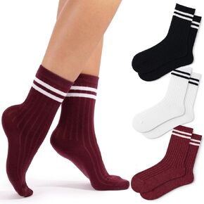 Fun Novelty Socks For Women Striped Retro Crew Socks Sporty Calf Socks Casual Cotton Socks Women