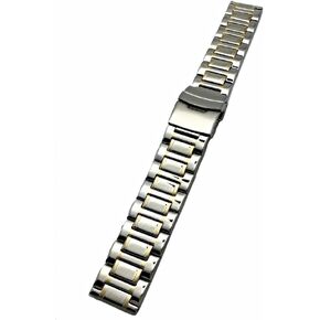 NewLife 22mm Metal Watchband | Men's Women's Gold-Tone and Silver Stainless Steel Strap Replacement Watchstrap Bracelet with Clasp That Brings to Any Watch